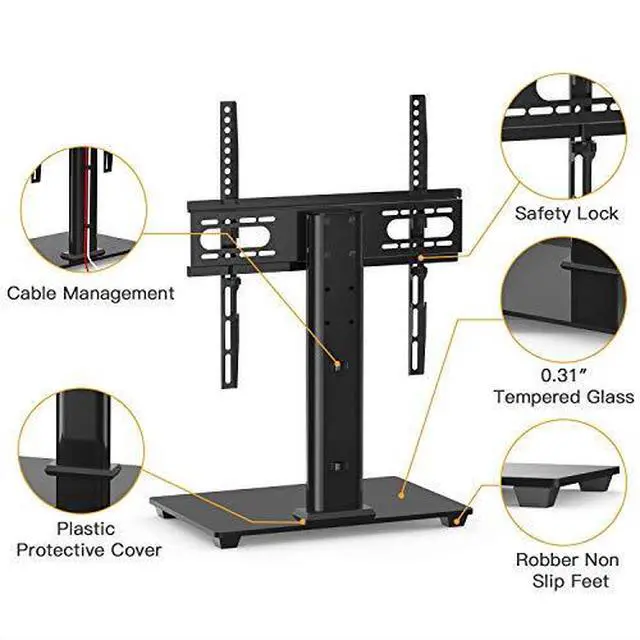 Alt view image 4 of 7 - Universal TV Stand Table Top TV Stand for 3755 inch LCD LED TVs Height Adjustable TV Base Stand with Tempered Glass Base Wire Management VESA 400x400mm