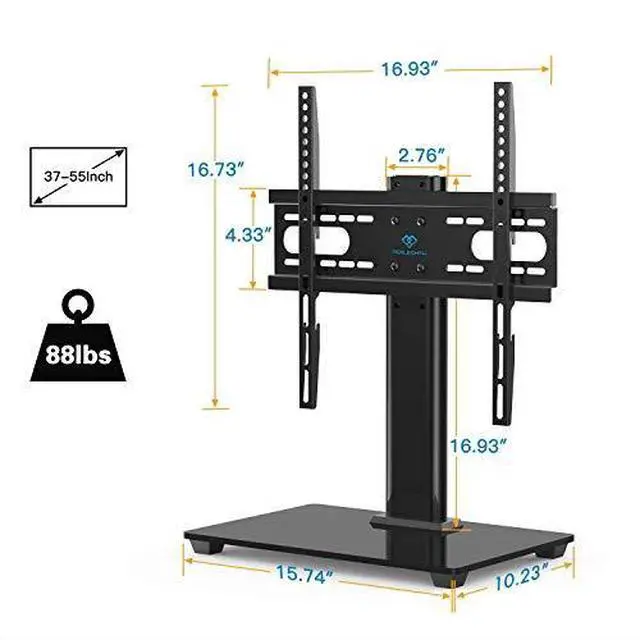 Alt view image 5 of 7 - Universal TV Stand Table Top TV Stand for 3755 inch LCD LED TVs Height Adjustable TV Base Stand with Tempered Glass Base Wire Management VESA 400x400mm