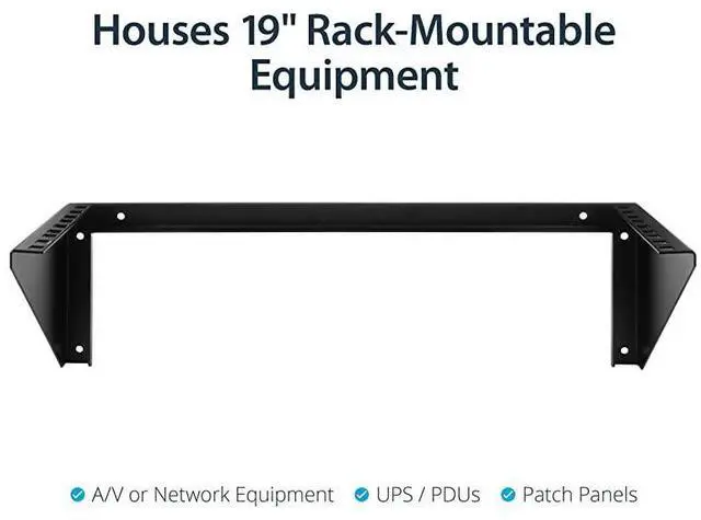 Alt view image 4 of 7 - FOR-com 3U Wall Mount Patch Panel Bracket 19 in Steel Vertical Patch Panel Mounting Rack for Networking Equipment RK319WALLV Black