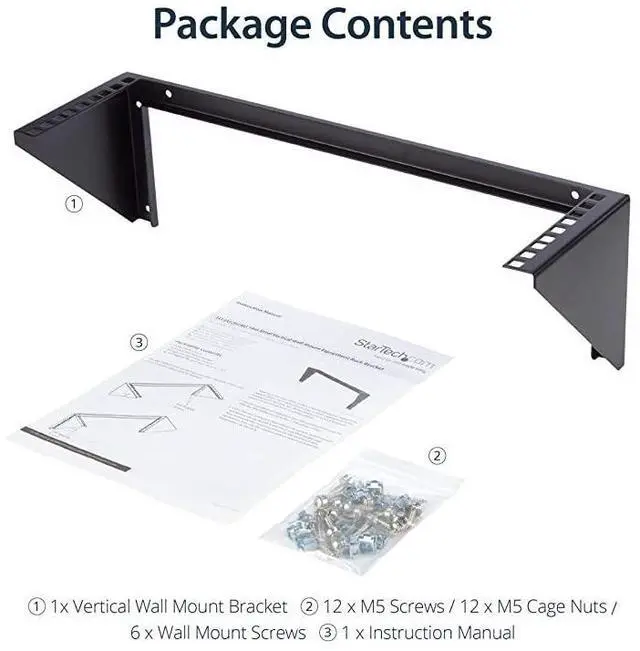 Alt view image 6 of 7 - FOR-com 3U Wall Mount Patch Panel Bracket 19 in Steel Vertical Patch Panel Mounting Rack for Networking Equipment RK319WALLV Black