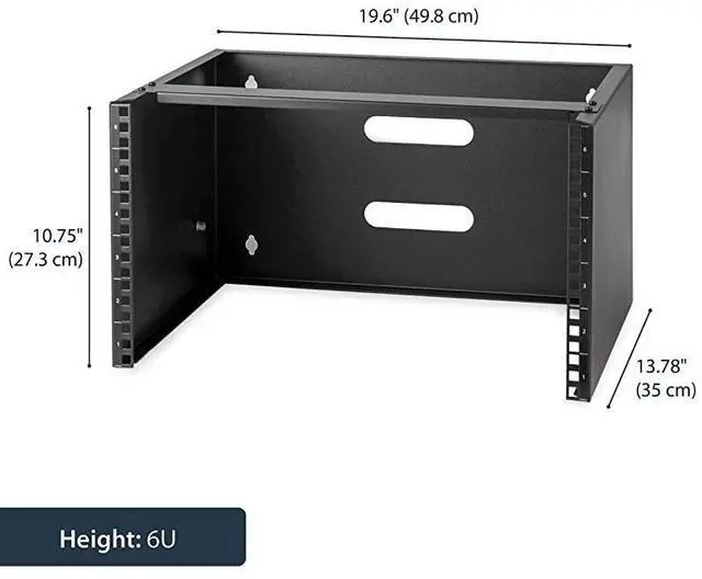 Alt view image 2 of 7 - FOR com 6U Wall Mount Network Equipment Rack 14 Inch Deep 19 Patch Panel Bracket for Shallow Server Equipment 44lbs Capacity WALLMOUNT6 Black