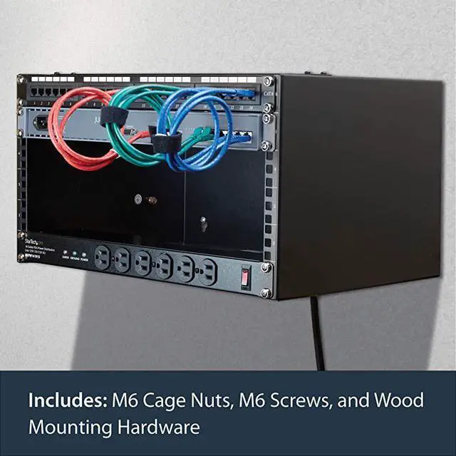 Alt view image 4 of 7 - FOR com 6U Wall Mount Network Equipment Rack 14 Inch Deep 19 Patch Panel Bracket for Shallow Server Equipment 44lbs Capacity WALLMOUNT6 Black