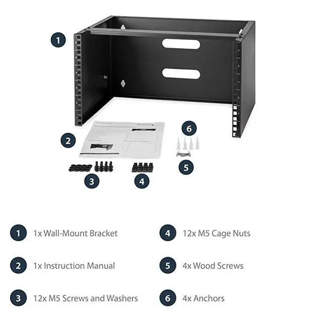 Alt view image 7 of 7 - FOR com 6U Wall Mount Network Equipment Rack 14 Inch Deep 19 Patch Panel Bracket for Shallow Server Equipment 44lbs Capacity WALLMOUNT6 Black