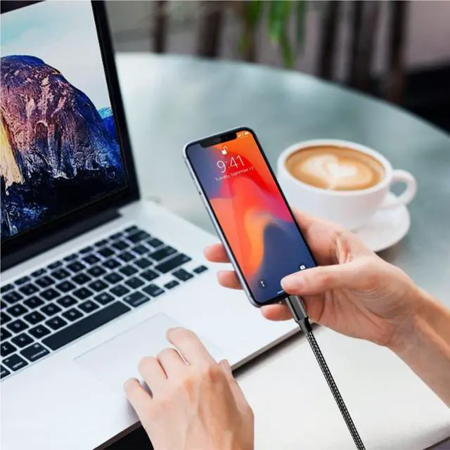 Alt view image 5 of 6 - iPhone Charger 5 Pack 3/3/6/6/10FT Apple MFi Certified USB Lightning Cable Nylon Braided Fast Charging Cord Compatible for iPhone 14/13/12/11/X/Max/8/7/6/6S/5/SE/Plus/iPad - Black