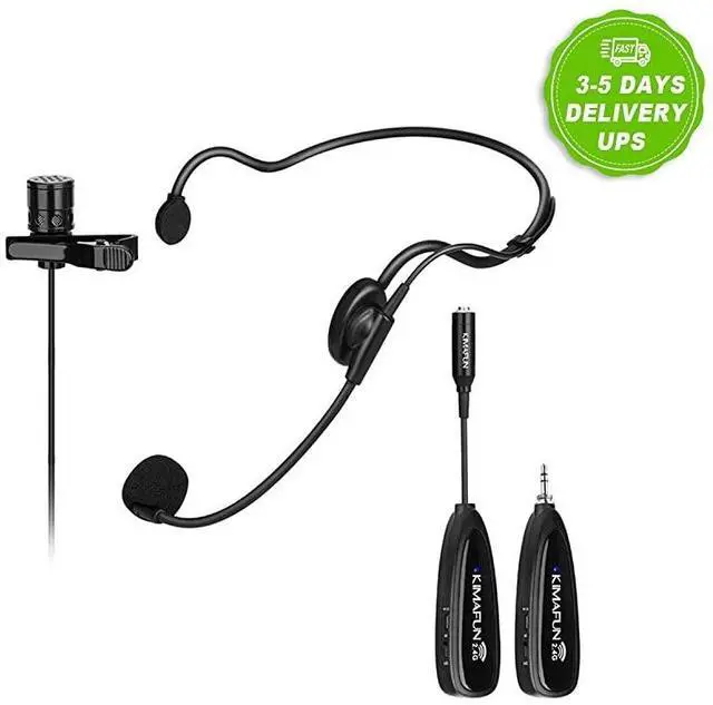Main image of Wireless Microphone System 24G Wireless Microphone TransmitterReceiver Set with Headset Lavalier Lapel Mics Ideal for Teaching WeddingsPresentationsSchool PlayG102