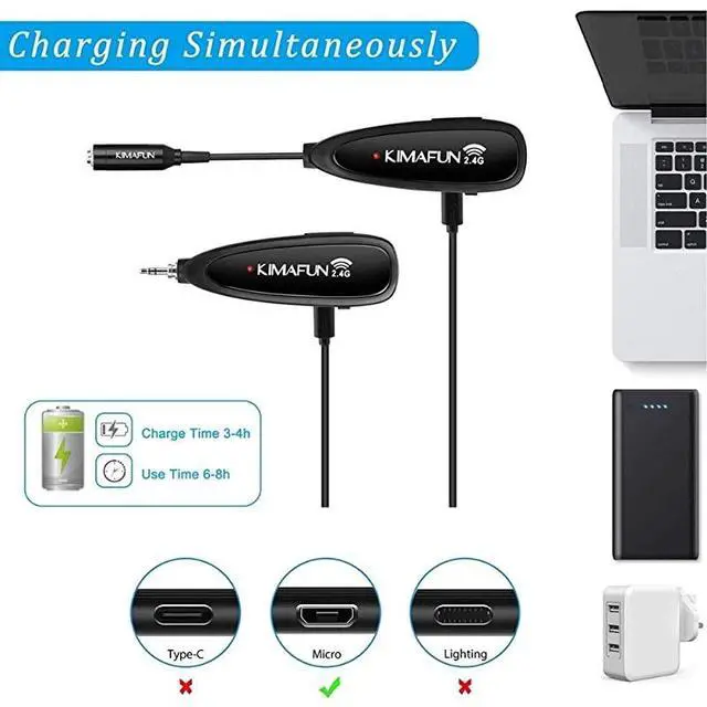 Alt view image 5 of 5 - Wireless Microphone System 24G Wireless Microphone TransmitterReceiver Set with Headset Lavalier Lapel Mics Ideal for Teaching WeddingsPresentationsSchool PlayG102