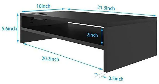 Alt view image 6 of 7 - Wood Monitor Stand Riser 2 Tiers Desk TV Shelf with Cellphone Holder Ergonomic Laptop Printer Stand with Cable Management for Laptop Computer Notebook iMac PC 213 inches Black