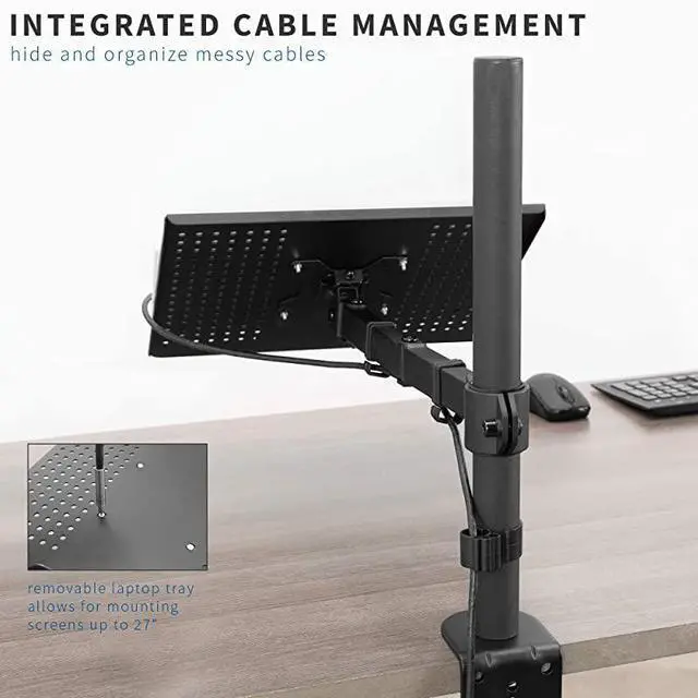 Alt view image 5 of 7 - FOR-Single Laptop Notebook Desk Mount Stand Fully Adjustable Extension with C Clamp STANDV001L