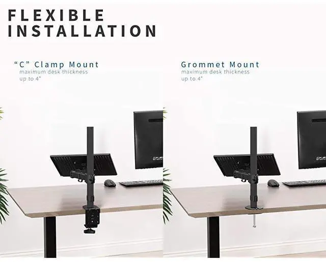 Alt view image 6 of 7 - FOR-Single Laptop Notebook Desk Mount Stand Fully Adjustable Extension with C Clamp STANDV001L