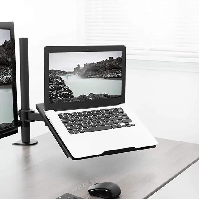 Alt view image 7 of 7 - FOR-Single Laptop Notebook Desk Mount Stand Fully Adjustable Extension with C Clamp STANDV001L