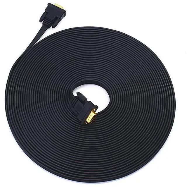 Main image of FOR-Slim Flat 100 Feet VGA Cable Male to Male 15 Pin Computer Monitor Cord 1080p High Resolution Black 30m