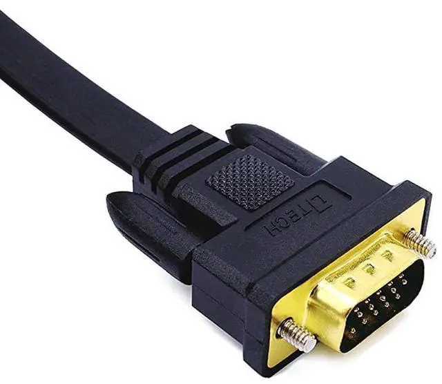 Alt view image 2 of 5 - FOR-Slim Flat 100 Feet VGA Cable Male to Male 15 Pin Computer Monitor Cord 1080p High Resolution Black 30m