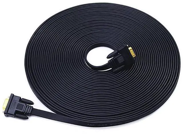 Alt view image 5 of 5 - FOR-Slim Flat 100 Feet VGA Cable Male to Male 15 Pin Computer Monitor Cord 1080p High Resolution Black 30m