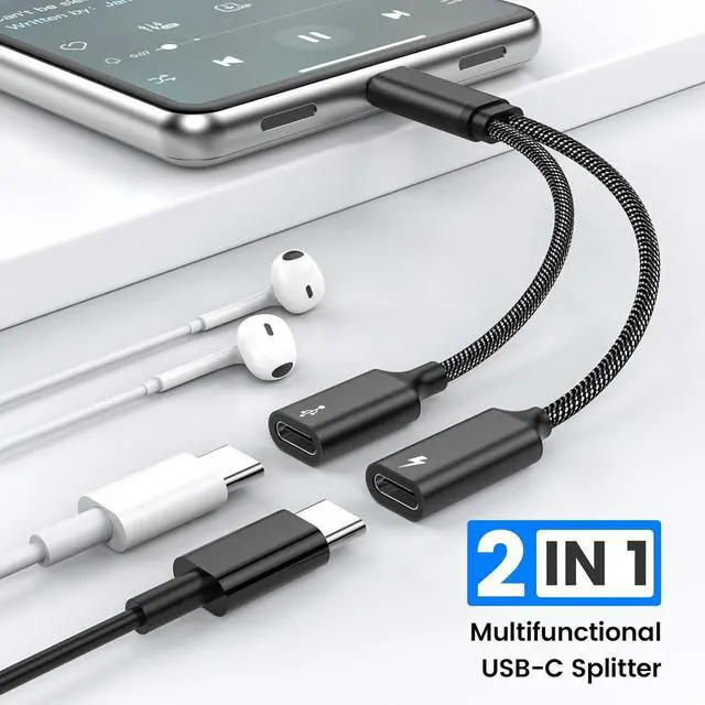 Alt view image 2 of 6 - FOR-USB C Splitter USB C to USB C Female Adapter USB Y Splitter Cable(NOT for Monitor)USB C Male to 2USB-C Female Cord Double USB C Port Hub USB C Charging Split Adapter for Mac Xbox One PS5 Laptop