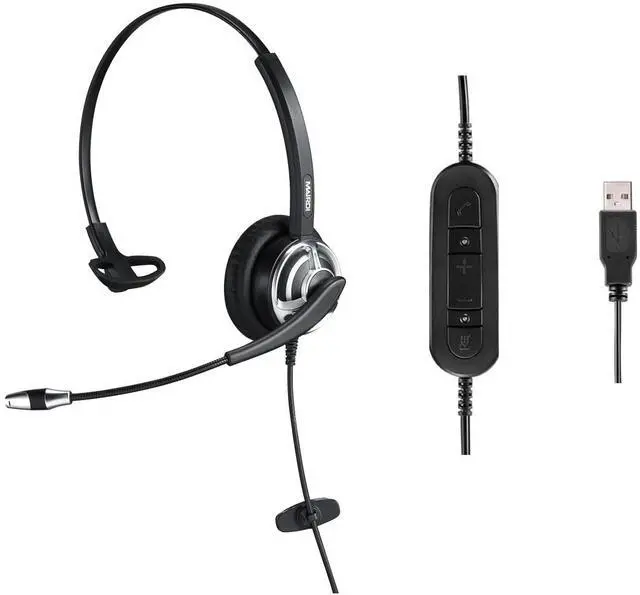 Alt view image 2 of 5 - USB Headset with Noise Cancelling Microphone Computer Phone Headset for Drangon Voice Recognition Speech Dictation PC Headphone for Call Center Skype Chat with Mic Mute Volume Control Call Button