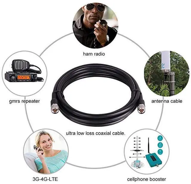 Alt view image 4 of 4 - KMR400 Coax Extension Cable N Male to N Male Connector 50 Ohm Pure Copper Low Loss Coaxial Cables for 3G4G5GLTEGPSWiFiRFHamRadio to Antenna or Phone Signal Booster Use Not for TV