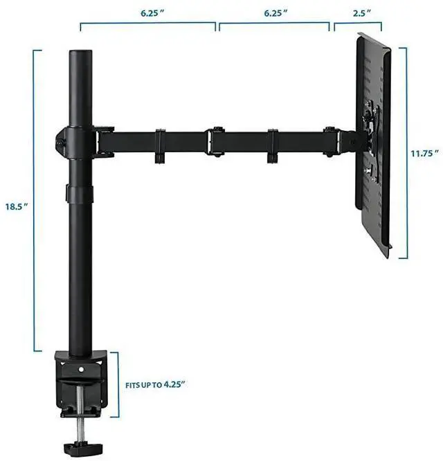 Alt view image 7 of 7 - Laptop Desk Stand Mount | Articulating Vented Laptop Tray Mount | Fully Adjustable Laptop Arm Mount | Single Laptop Desk Extension with C-Clamp | Heavy-Duty Laptop Desk Stand (MI-4352LT)