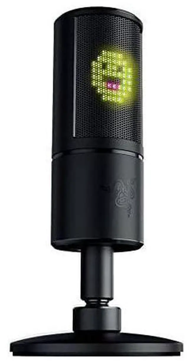 Main image of FOR-Seiren Emote Streaming Microphone: 8-bit Emoticon LED Display, Stream Reactive Emoticons, Hypercardioid Condenser Mic, Built-in Shock Mount, Height & Angle Adjustable Stand, Classic Black