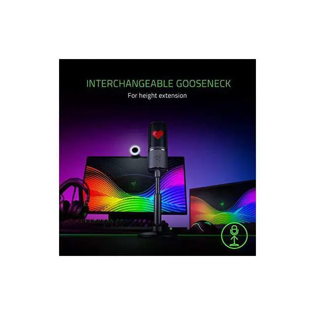 Alt view image 6 of 7 - FOR-Seiren Emote Streaming Microphone: 8-bit Emoticon LED Display, Stream Reactive Emoticons, Hypercardioid Condenser Mic, Built-in Shock Mount, Height & Angle Adjustable Stand, Classic Black