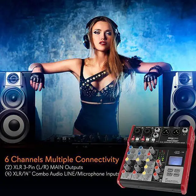 Alt view image 5 of 7 - FOR-Sound 4 Channel Bluetooth Compatible Professional Portable Digital DJ Console WUSB Mixer Audio InterfaceMixing Boards for Studio Recording PMXU48BT5