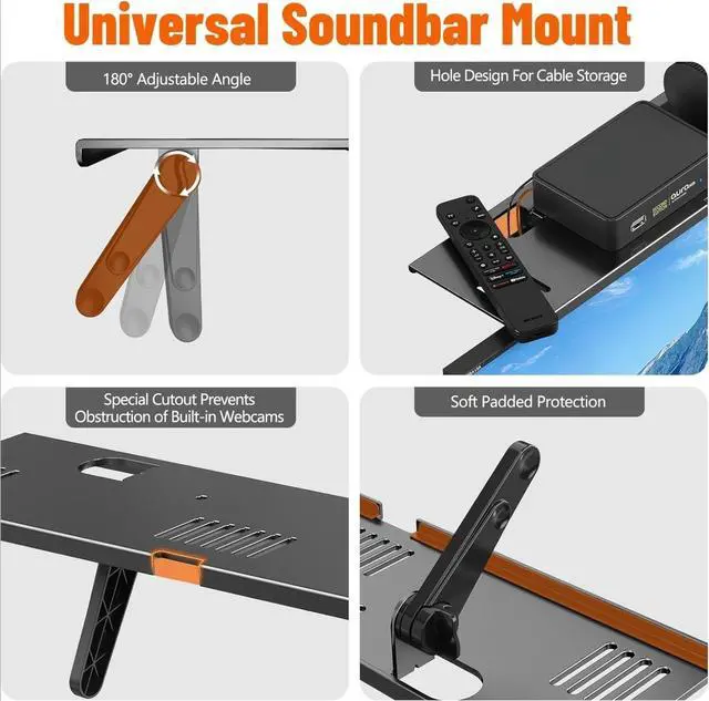 Alt view image 7 of 7 - Soundbar Mount, No Drilling Steel TV Top Shelf Fits Most of Sound Bars Up to 15 Lbs, Universal Sound Bar TV Mount Bracket, Sound Bar Stand Compatible with Samsung, Sony, LG,Bose, 33.8x4.7inch