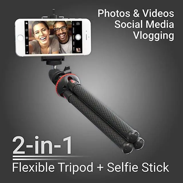 Alt view image 5 of 7 - SquidGrip Flexible Cell Phone Tripod and Portable Action Camera Holder Compatible with iPhone GoPro Android Samsung Google Pixel and All Mobile Phones