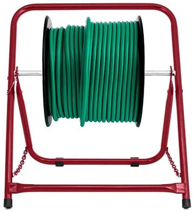 Alt view image 2 of 7 - Durable Single Axle Cable Caddy Commercial Industrial Grade Steel Wire Dispenser Compact Design Holds Cable Reels Up to 20 Diameter and 100 lb Capacity Red