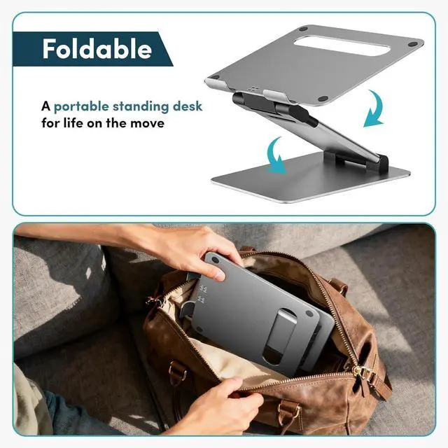 Alt view image 7 of 7 - Ergonomic Adjustable Laptop Stand for Desk - Height Up to 20" Portable Computer Laptop Riser Holder, Fits All MacBook Air & 10 15 17 Inches Laptops, Back to School Gift for Men & Women