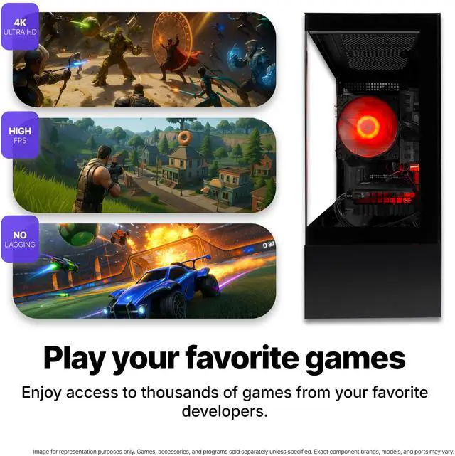 Alt view image 2 of 7 - SAAV X8 2025 Gaming PC Tower Computer, AMD Ryzen 5 5500 4.2GHz, GeForce RTX 3050 6GB GDDR6 , 32GB DDR4, 1TB NVMe SSD, WIFI 6, Bluetooth, Windows 11, RGB Prebuilt Desktop Bundle Black