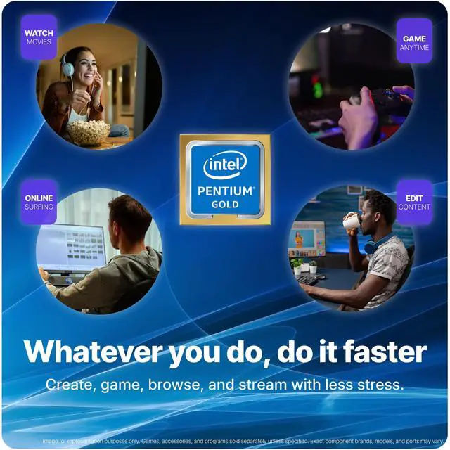 Alt view image 3 of 7 - SAAV X9 2025 Gaming PC Tower Computer, Intel G5400 3.7GHz, AMD Radeon RX 560, 22 inch Monitor, 16GB DDR4, 512GB NVMe SSD, WIFI 6, Bluetooth, Windows 11, RGB Prebuilt Desktop Bundle Black