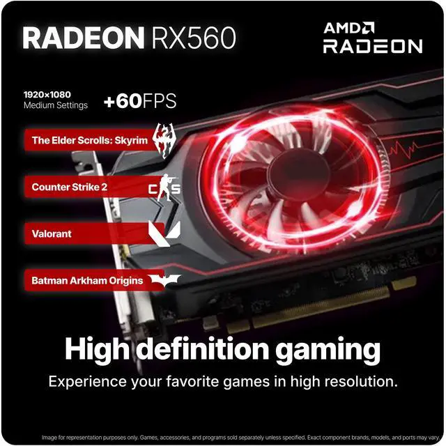 Alt view image 4 of 7 - SAAV X9 2025 Gaming PC Tower Computer, Intel G5400 3.7GHz, AMD Radeon RX 560, 22 inch Monitor, 16GB DDR4, 512GB NVMe SSD, WIFI 6, Bluetooth, Windows 11, RGB Prebuilt Desktop Bundle Black