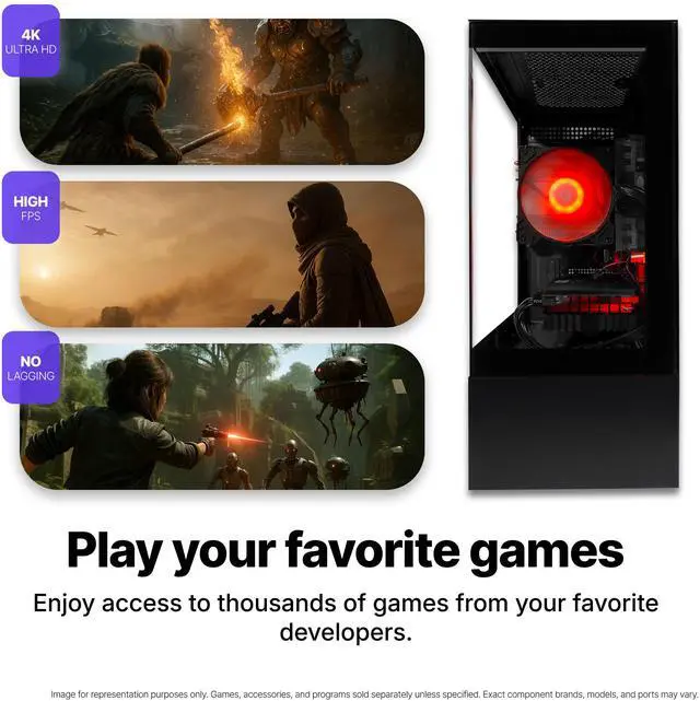 Alt view image 2 of 7 - SAAV X10 2025 Gaming PC Tower Computer, AMD Ryzen 5 5500 4.2GHz, GeForce RTX 5060 8GB GDDR7, 22 inch Monitor, 16GB DDR4, 512GB NVMe SSD, WIFI 6 Bluetooth, Windows 11, RGB Prebuilt Desktop Bundle Black