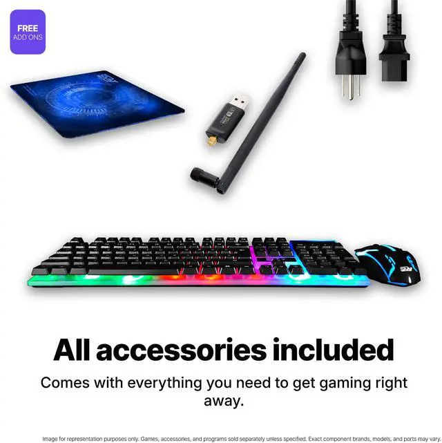 Alt view image 5 of 7 - SAAV X12 2025 Gaming PC Tower Computer, AMD Ryzen 7 5800X 4.7GHz, GeForce RTX 5060 8GB GDDR7, 22 inch Monitor, 16GB DDR4, 512GB NVMe SSD, WIFI 6 Bluetooth Windows 11, RGB Prebuilt Desktop Bundle Black