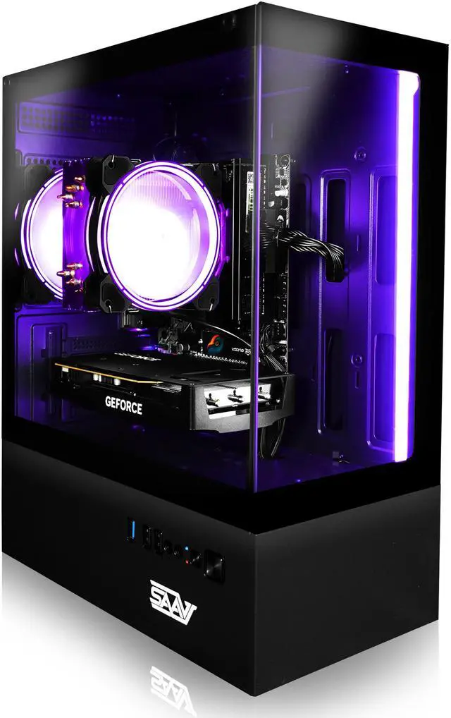 Main image of SAAV X8 2025 Gaming PC Tower Computer, AMD Ryzen 5 5500 4.2GHz, GeForce RTX 3050 6GB GDDR6 , 32GB DDR4, 1TB NVMe SSD, WIFI 6, Bluetooth, Windows 11, RGB Prebuilt Desktop Bundle Black