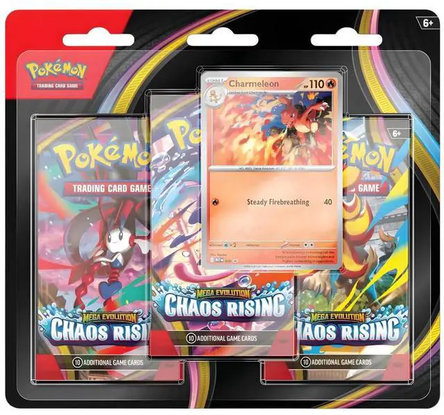 Alt view image 3 of 3 - Pokemon ME4 Mega Evolution Chaos Rising 3-Pack Blister | Charmeleon