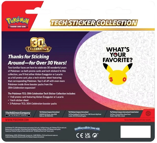 Alt view image 3 of 4 - Pokemon TCG: 30th Celebration Tech Sticker Collection