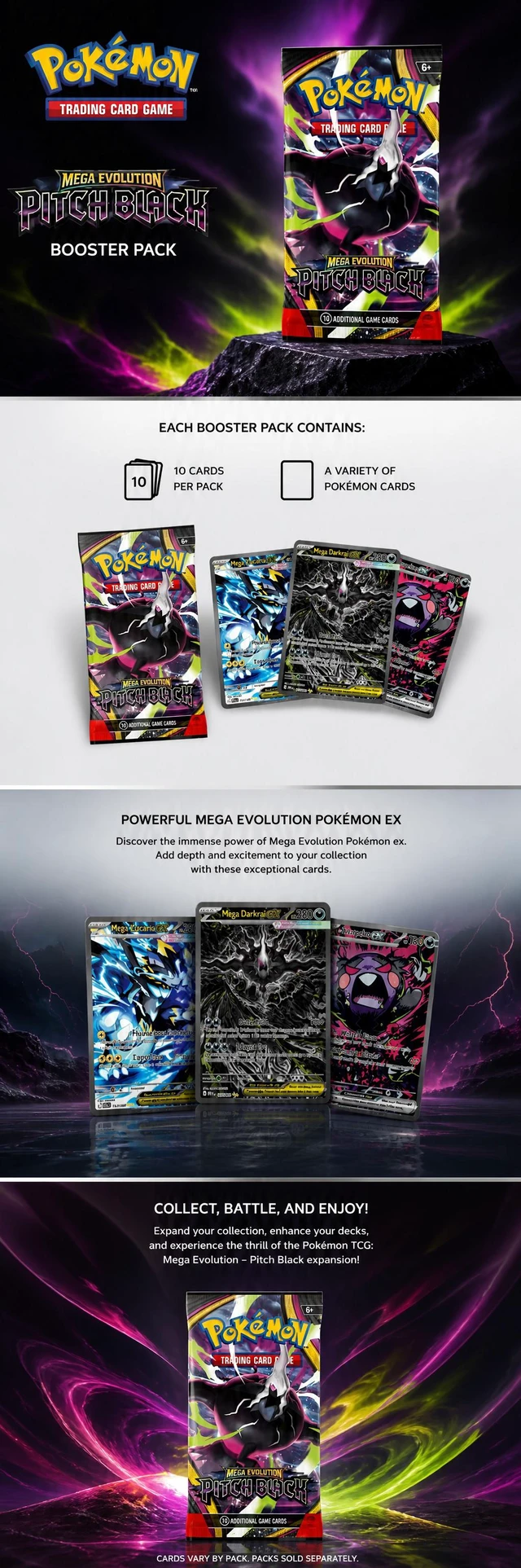 Alt view image 6 of 6 - ThePokémon TCG: Mega Evolution Pitch Black Booster Pack (10 Cards Per Pack)