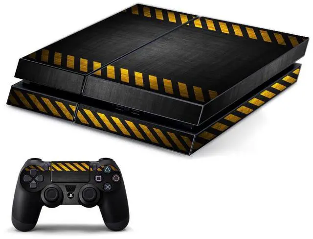 Alt view image 3 of 3 - Lidstyles Console Skin Protector Kit Compatible with Playstation 4 Black Caution Border