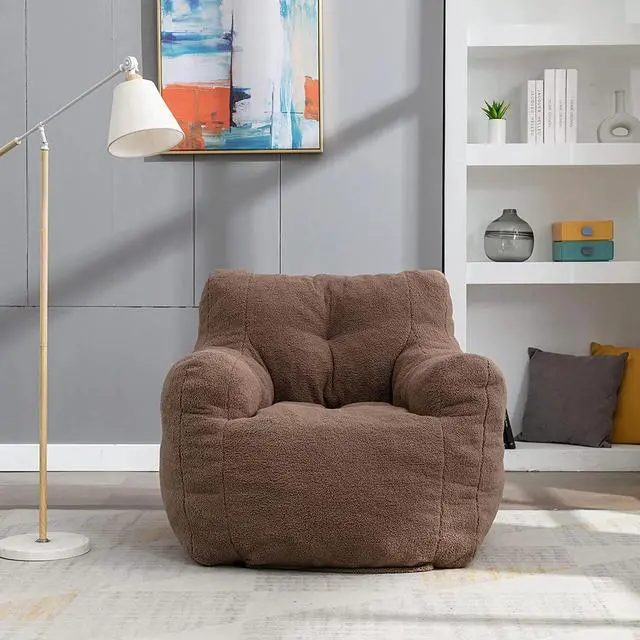Alt view image 4 of 7 - Sumdeal Bean Bag Chair, Soft Tufted Bean Bag chair,Lazy man Sofa Teddy Fabric Bean Bags Comfy Couch, Stuffed Bean Bag Sofa Reading Chair Lounge Chair,Comfortable Chair sofa for sleeping