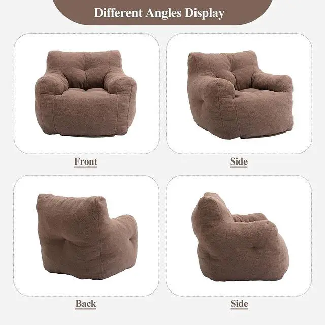 Alt view image 7 of 7 - Sumdeal Bean Bag Chair, Soft Tufted Bean Bag chair,Lazy man Sofa Teddy Fabric Bean Bags Comfy Couch, Stuffed Bean Bag Sofa Reading Chair Lounge Chair,Comfortable Chair sofa for sleeping