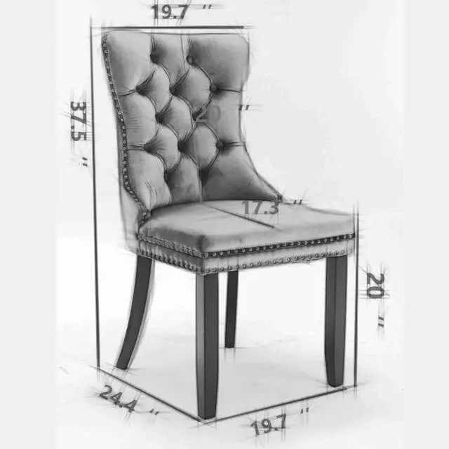 Alt view image 4 of 6 - Sumdeal Velvet Dining Chairs Set of 4, Tall Back Side Chair, Modern Upholstered High-end Tufted Side Chair with Button Back Ring,Blue with Silver Leg