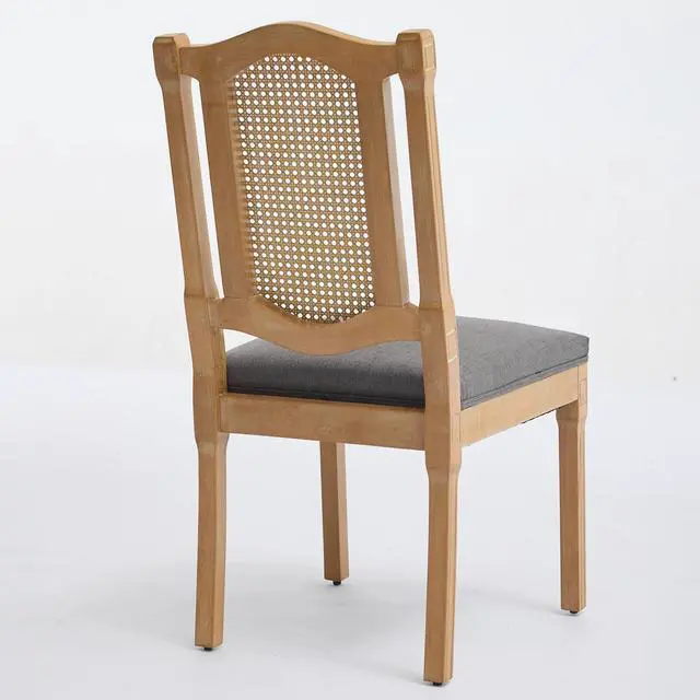 Alt view image 7 of 7 - Sumdeal,5/7-piece,64.5-inch dining and chair set, featuring a modern wood-grain dining table and beige/grey upholstered farmhouse-style,French country dining chairs(Seats 4/6).