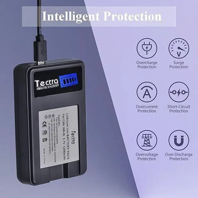 Alt view image 2 of 7 - hoegoa 2-Pack 1200mAh 3.7v NB-4L Battery and LCD USB Charger for Canon PowerShot ELPH 100 HS, 300 HS, 310 HS, SD1000, SD1100 is, SD1400 is, SD200, SD30, SD300, SD40, SD400, SD600, SD750, SD780 is