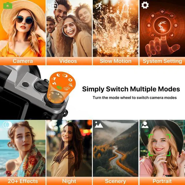 Alt view image 7 of 7 - Hoegoa 4K 64MP WiFi Vlogging Camera 3" 180° Flip Screen, 16X Zoom, Anti-Shake, 2 Batteries & Charger, Compact Travel 4K Digital Camera for YouTube, Photography, Content Creation (SD Card Included)