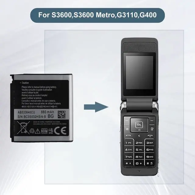 Alt view image 6 of 6 - Hoegoa High-Quality Replacement Battery AB533640CU for Samsung S3600, S3600 Metro, G3110, G400 with Comprehensive Repair Tool Kit Perfect for DIY Phone Repair Enthusiasts