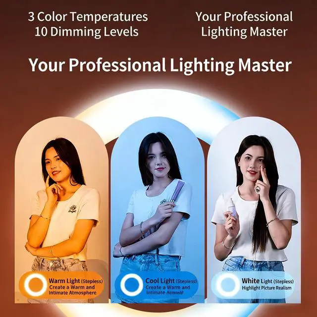 Alt view image 3 of 7 - Hoegoa Pro Desktop Phone Shooting Stand with 16cm Tri-color Beauty Light & Bluetooth Remote for Food Photography, Online Classes, Vlog, and Live Streaming.