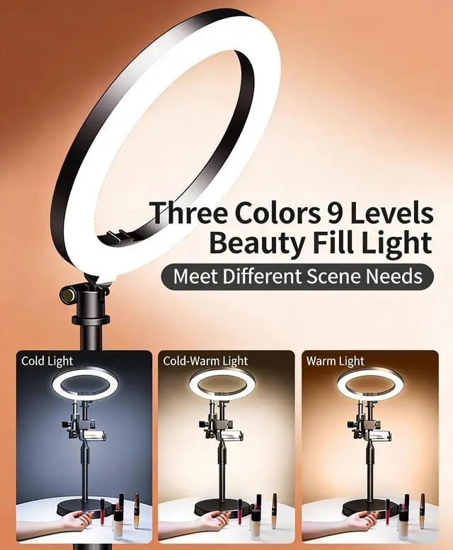 Alt view image 7 of 7 - Hoegoa Pro Desktop Phone Shooting Stand with 16cm Tri-color Beauty Light & Bluetooth Remote for Food Photography, Online Classes, Vlog, and Live Streaming.