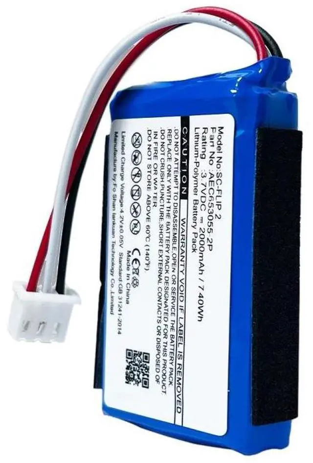 Alt view image 3 of 5 - Hoegoa JBL Flip 2 Battery AEC653055-2P 2000mAh 3.7V Li-Polymer Replacement for JBL Flip 2 / Flip II Portable Bluetooth SpeakerPlug-and-Play DIY Repair Kit with Screwdrivers, Indoor Party Outdoor Trav