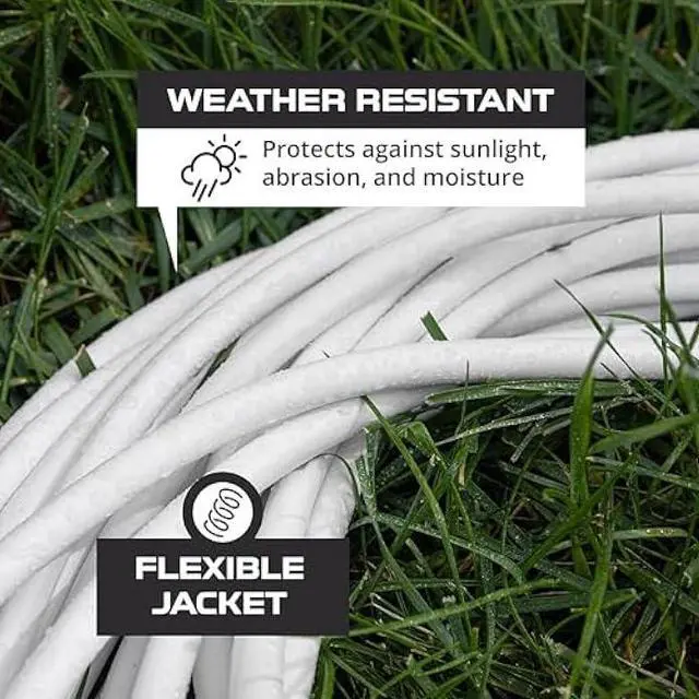 Alt view image 4 of 5 - Iron Forge Cable 15ft White Outdoor Extension Cord with 3 Outlets - 16/3 SJTW 15ft Extension Cord 3 Prong, 13 Amp All-Weather Heavy Duty Power Cable