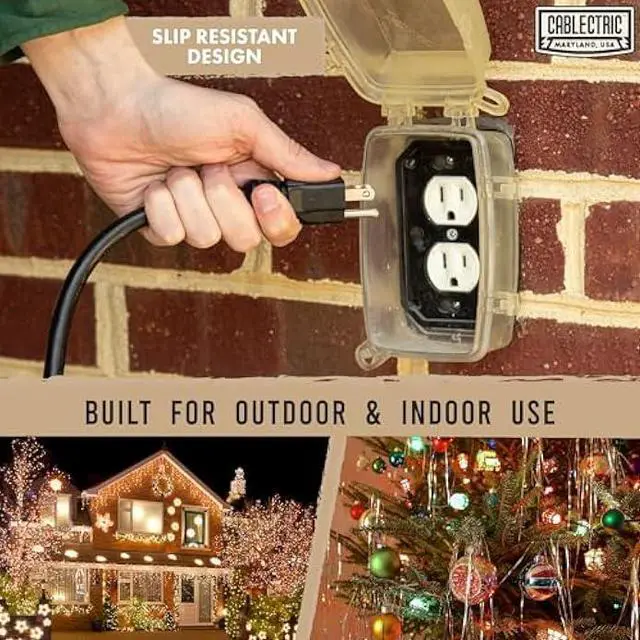 Alt view image 3 of 6 - 15FT Outdoor Extension Cord with Power Block - 16/3 Black SJTW - Cable with 3 Prong Grounded Safety Lighted Plug